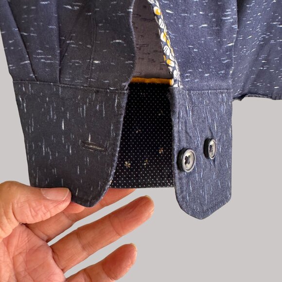 Cactus Man Men's Navy Blue Long Sleeve Button-Up Shirt With Speckled Design XL - Picture 12 of 12